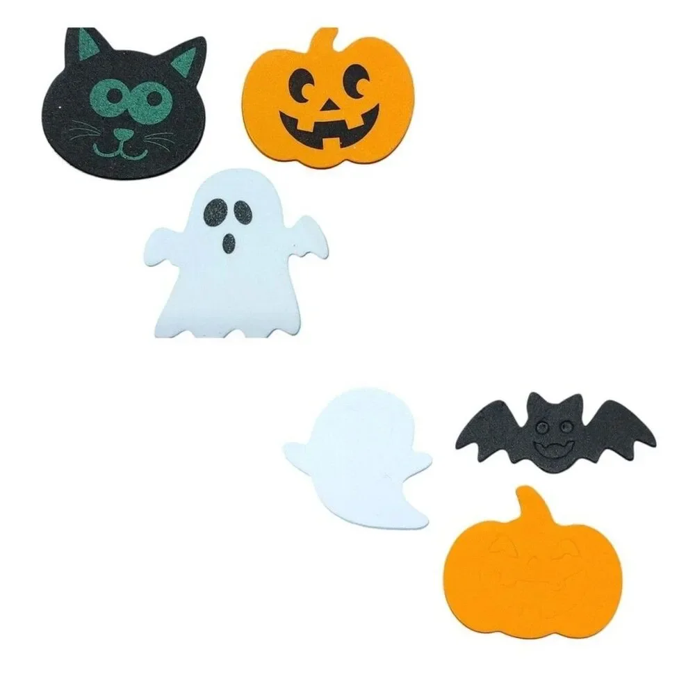 Lot of 2 Packs Holiday Foam Stickers 100 ct Pumpkin Black Cat White Ghost Party